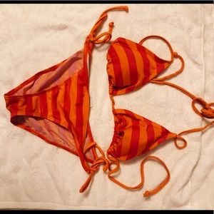 Orange and Pink Stripped Bikini